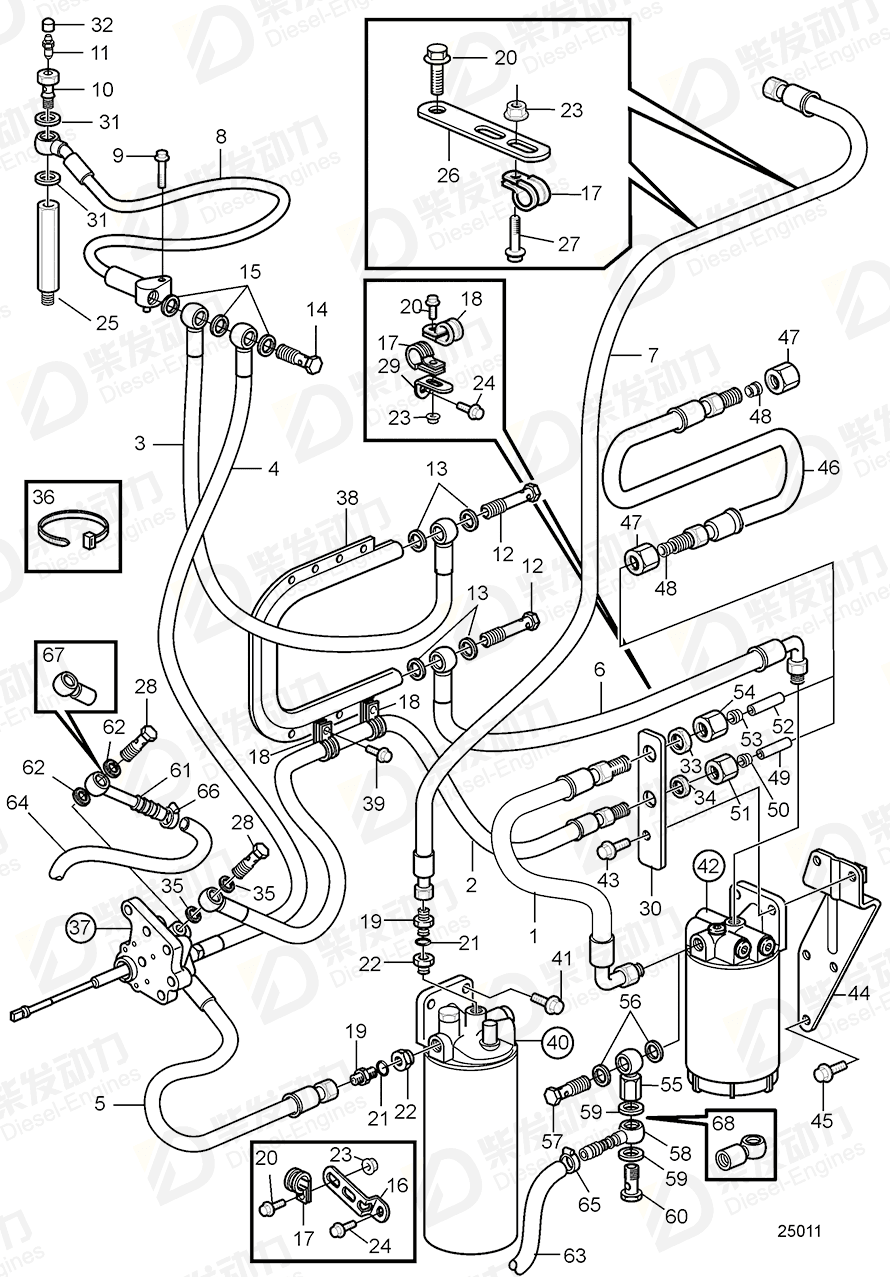 VOLVO Fuel hose 3828655 Drawing